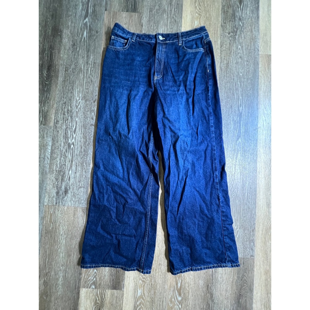 New Look Adalae Wide Leg Jeans Women Size 10 Dark Wash Excellent High Waisted